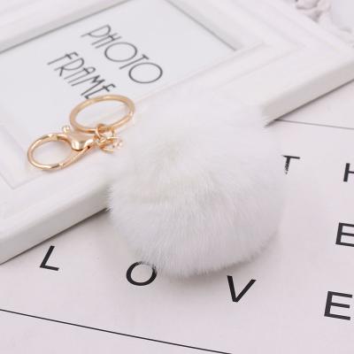 China High Quality Autumn And Winter Imitation Rex Rabbit Fur Ball Gift Fluffy Plush Toy Advertising Key Chain for sale