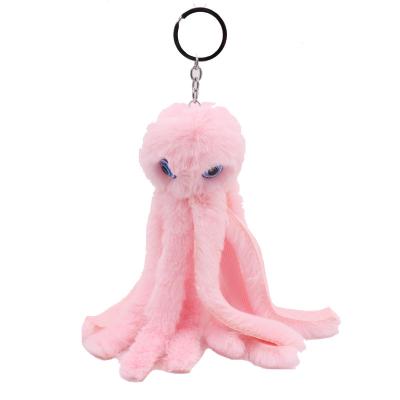 China Hot New Mitation Rabbit Hair Bag Ornaments Faux Pendant Rex Rabbit Fur Keychain Octopus Promotional Plush Gifts for sale