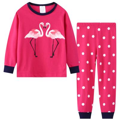 China Hot Selling Girls New Design Pajamas Popular Wholesale Children's Thermal Kids Girls Knit Cotton Pajamas for sale