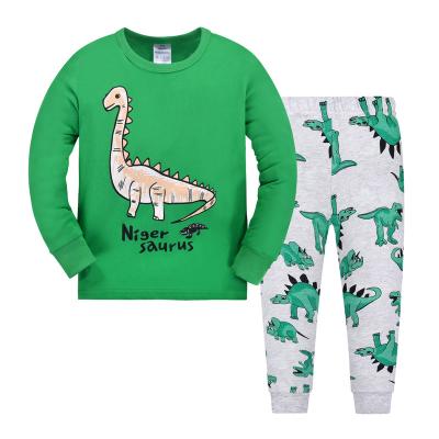 China Wholesale Children's Suit 100% Cotton Thermal 2 Piece Boys Spring and Winter Home Use Lovely Boys Dinosaur Cartoon Pajamas for sale