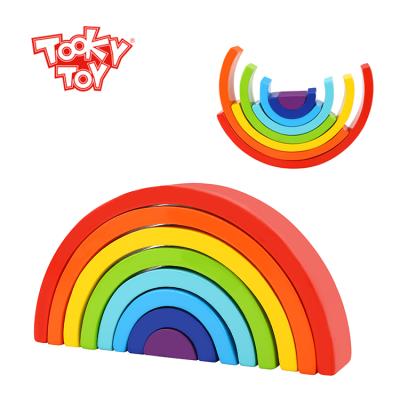 China 2021 New Children's Games Colorful/Safe/Environmental Creative Rainbow Stacker Wooden Toy For Children for sale