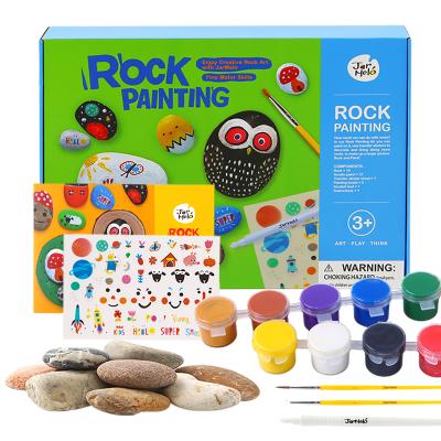 China Non-toxic Acrylic Paint Color Stone Kids Painting Creativity Drawing Toy Rock Painting Kit for sale