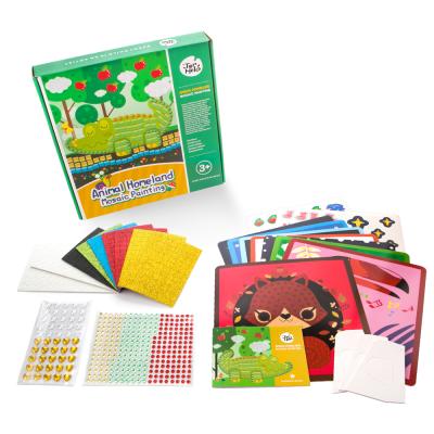 China office & School Custom 12 Colors Creative Non-Toxic Children Homeland Mosaic Painting Craft Animal Drawing Game Kit for sale