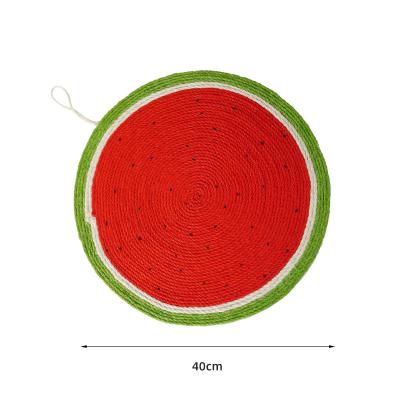 China New Type Viable Wholesale Watermelon Shape Cat Scratch Toy Round Sisal Cat Scratcher Wall Mounted for sale