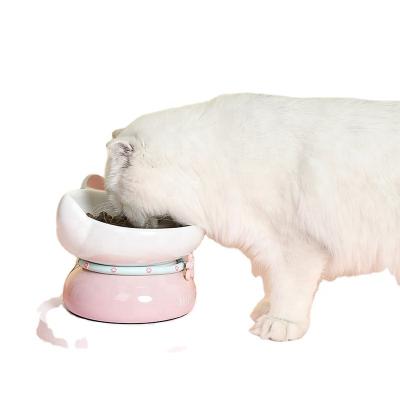 China Wholesale Sublimation Stocked Cat Food Bowl Pet Bowls Portable Non-slip High Ceramic for Cats and Dogs for sale