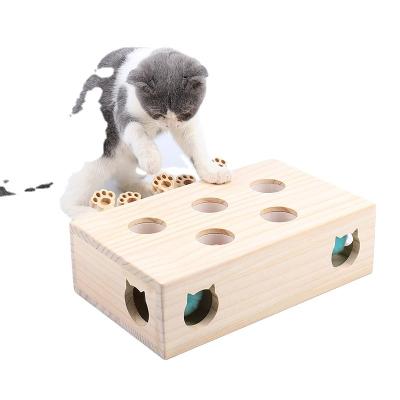 China Beat-a-mole Viable Toy New Luxury Pet Toys from Cat Toy Cat Natural Wooden Five Holes for sale