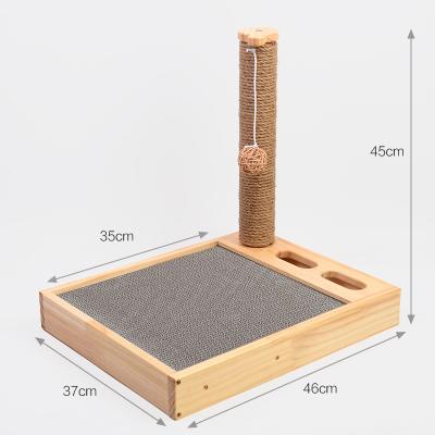 China 2022 New Design Sustainable Square Cat Scratcher Cat Toys Cat Scratcher Solid Wooden Corrugated Cardboard for sale