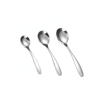 China Hot Selling 304 Stainless Steel Spoon Tableware Viable Border Kids Round Main Rice Spoon Korean Soup Spoon for sale