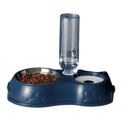 China New Non-automatic Cat Food Holder Dog Bowl /Cats Water Fountain Cat Double Bowl Automatic Pet Feeder for sale