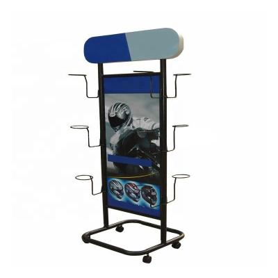 China Easy Assembly Floor Retail Wire Headset Display Stand Holder Helmet Car Accessories Display Stand for sale