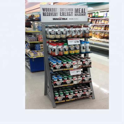 China Supermarkets or Shops Supermarket Booth Display Workout Muscle Energy Recovery Meal 5 Shelf Milk Based Preparation Shelf Display for sale