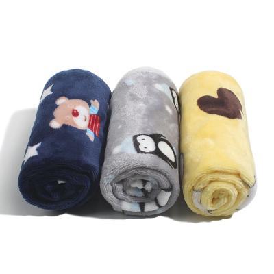 China Breathable Safe Comfortable Plush Double Blanket Cartoon Square Dog And Cat Print Pet Fleece Blanket Dual Use Warm Side Bed Mat For Pet for sale