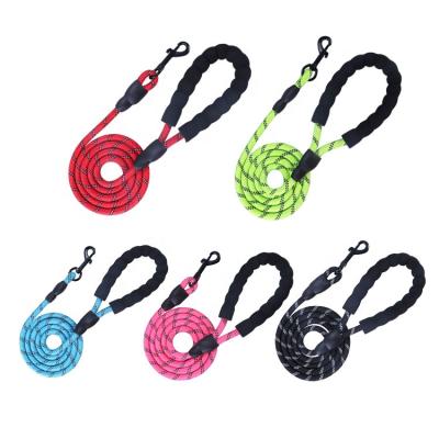 China Thoughtful Safe Manufacturer Padded Pull Handle Braided Thoughtful Nylon Rope Strong Pet Leads Leash For Dogs Leash Swivel Carabineer for sale