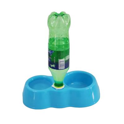 China Manufacturer Price Automatic Dog Food Safe Plastic Feeder Suitable For Double Bottles Automatic Water Bowl Pet Food Drinking Bowl for sale