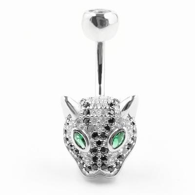 China Stylish Charming Sterling Silver Belly Rings Shape Tasty Animals Cat Belly Ring Leopard Snake Fox Cute Cat Lion Head CZ Charm Navel Rings for sale