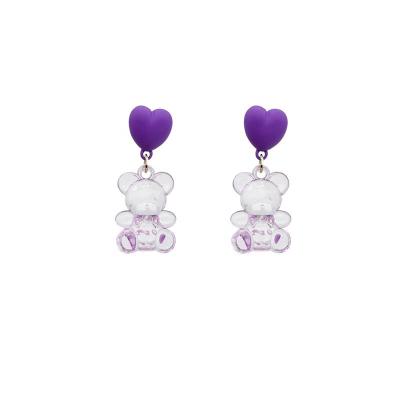 China CUB Korea 925 needle romantic soft transparent silver earrings without cute purple student pierced earrings ear clips earrings for sale