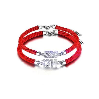 China 2021 Newest Gift Chinese Ethnic Style Red String Bracelets Environmental Friendly 520 1314 Digital Couple Customized Jewelry Lots Wholesale Customized Bracelet for sale