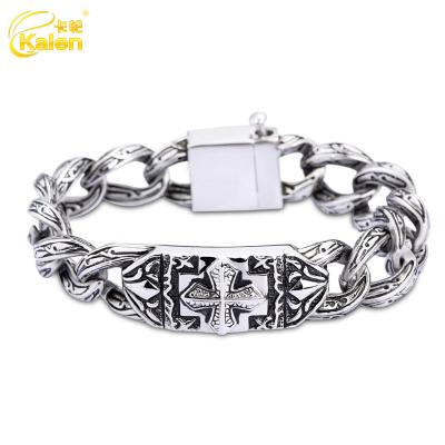 China 2021 fashion new trend jewelry casual/sports wholesale lots mixed batch retro cross pattern titanium steel bracelet for sale