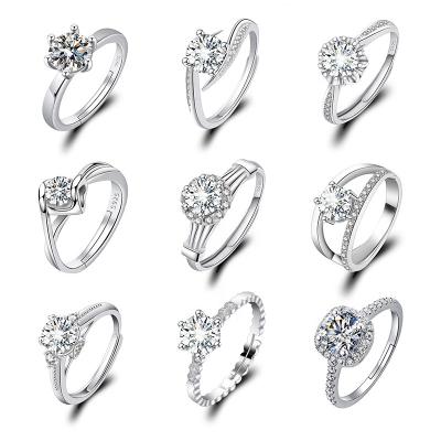 China 925 Sterling Silver TRENDY Ring Ladies Silver Jewelry with Hearts and Arrows Cubic Zirconia Engagement Ring for sale