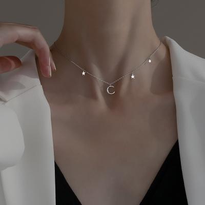 China Trendy Trendy Multiple Diamond Star Elegant Moon Zircon Necklace Pendant Wedding Gift For Women Fine Jewelry NK051 for sale