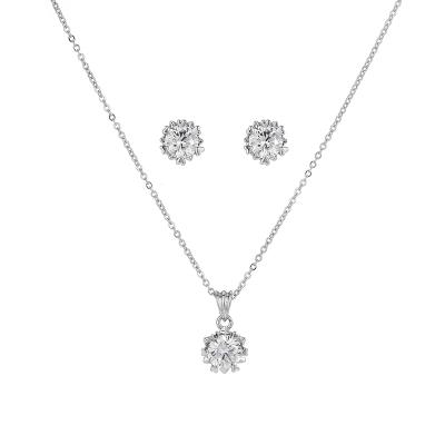 China New FASHIONABLE Shiny Zircon 3A Necklaces Set Circle Love CZ Zirconia Pendants Wedding Gift For Girl Choker NK113/ER044 for sale