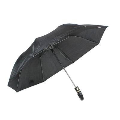 China Minimalist Brazil Black Polyester Men 2 Automatic Folding Umbrella Hook Handle for sale