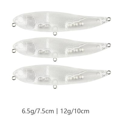 China Fresh and Salt Water Fishing 7.5cm/6.5g 10cm/12g Transparent Groundbaits Hard Baits Unpainted DIY Lure Body Minnow Fishing Wobblers for sale