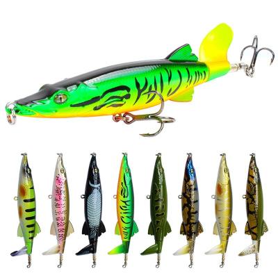 China Pike 13cm 16g Bass Lie Trout Plopper Float Snap Fishing Lure With Rotating Soft Tail Artificial Hard Bait Swimbait PESCA for sale