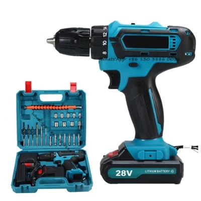 China Household/Factory Price Cordless Power Drill Impact Drill Battery 28V Industrial Electric Cordless Portable Craft Tools Charged Drills for sale