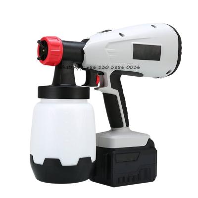 China Paint Spray Gun 800W 21V 6000mAh High Power Paint Sprayer 800ml Large Capacity HVLP Electric Spray Gun with 2 Nozzle for Latex Spraying for sale