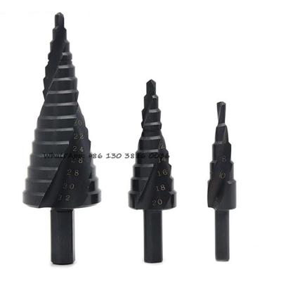 China Hss Nitrogen Cutter Hole Spiral Groove Cobalt Cone Step Wood Drill Bit Set For Flat Iron/Aluminum Wood/Insulation Board/PVC Sheet for sale