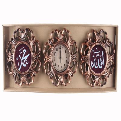 China Wholesale Hot Selling Islamic Azan Wall Clock Three Piece Antique Style Factory Set Plastic Wall Clock For Prayer for sale