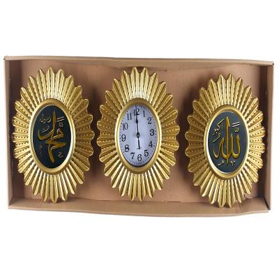 China Wholesale Hot Selling Islamic Azan Wall Clock Three Piece Antique Style Factory Set Plastic Wall Clock For Prayer for sale