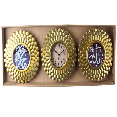 China Wholesale Hot Selling Islamic Azan Wall Clock Three Piece Antique Style Factory Set Plastic Wall Clock For Prayer for sale