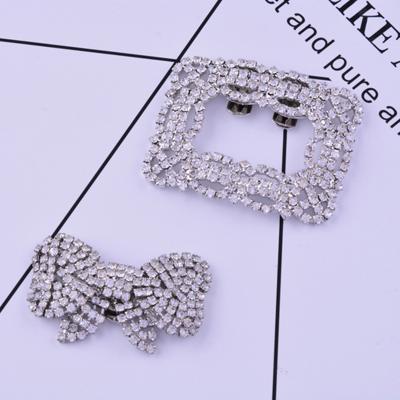 China New Trend Alloy Eco-friendly Buckle Female Shoe Bow Diamond Shoe Flower Bow Square Accessories Wholesale for sale