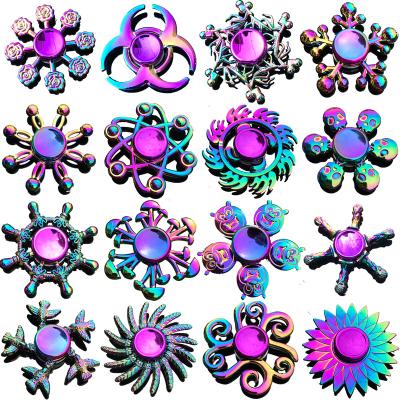 China Toy Wholesale Three Leaf Colorful Educational Funny Fingertip Gyro Spiral Decompression Toy Hand Spinner Finger Gyroscope Interphalangeal for sale