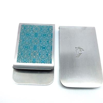 China Manufacturer Customized Logo We Have Molds Stainless Steel Metal Wallet Printed Banknote Wallet Logo Money Clip Card Holder Goods 304 for sale