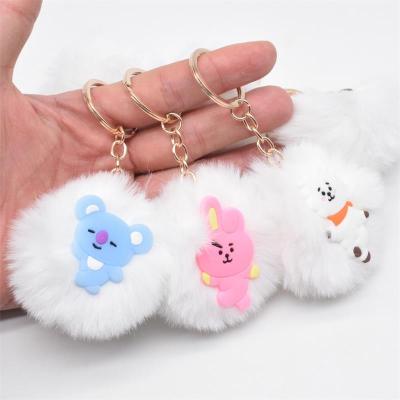 China Wholesale High Quality Youth Industry League Luggage Clothing Accessories Pendant Gifts BTS Hair Ball Key Chain for sale