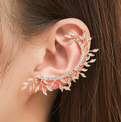 China Office/Diamond Leaf Earrings Exaggerated Ear Hanging Jewelry Different Creative Vintage Women's Career Earrings and Ear Clip for sale