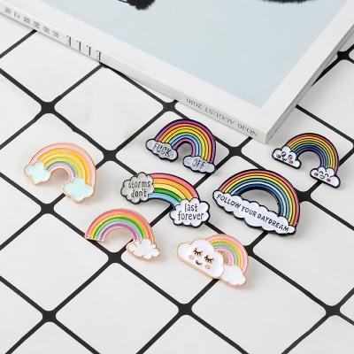 China drop metal Pin Denim Bag Accessories brooch LGBT new products nickel-free creative rainbow bridge oil suit for sale