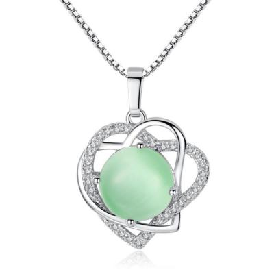 China Wholesale S Gem Jade Pendant Clavicle Accessories Manufactory of Europe and America Crystal Heart Necklace Women creative hot sale ' for sale