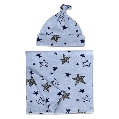 China Zogift Print PORTABLE Custom Baby Wrap Blankets Hat Set Newborn Wrap Wrap for sale