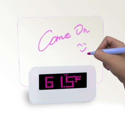 China ABS Zogift Luminous Reminder Blue Light Led Fluorescent Doodle Writing Message Note Board Digital Alarm Clock With USB 4 Port for sale