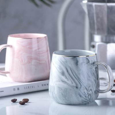 China Wholesale Zogift Sustainable European Style Empty Simple Custom Marble Elegant Pink Gray Marble Coffee Mug Water Milk Tea Cup With Gold Rim for sale