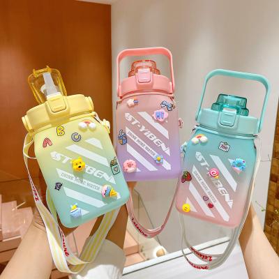 China Wholesale Viable Food Grade Water Bottle BPA Free Cartoon Cute Kids Portable Drinking Plastic Water Bottle With Lid for sale