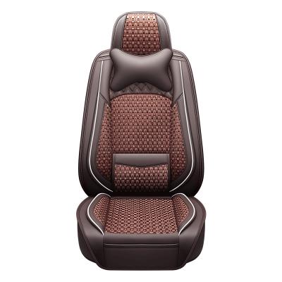 China Custom Made Goods Car Seat Covers/Seat Cover Glaze Silk Car Seat Covers With Full Set Wheel Cover Summer Steering for sale