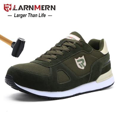 China LARNMERN Steel Toe Men's Steel Toe Safety Shoes Camo Green Suede Breathable Work Shoes For Men Construction Shoes Protective Sneaker for sale