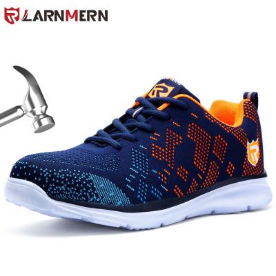 China LARNMERN Lightweight Steel Toe Safety Shoes Men Breathable Steel Toe Work Shoes Construction Anti Sensational Sneaker With Reflective for sale