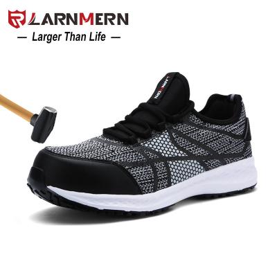 China LARNMERN Toe Men's Safety Shoes Toe Work Shoes Ultra Lightweight Sneaker Stripe Breathable Steel Fabric Reflective Fly Steel Toe Casual Shoes for sale