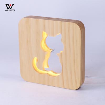 China Eco-friendly Wooden Decoration Cute Baby Kids Bedroom LED Night Light for sale